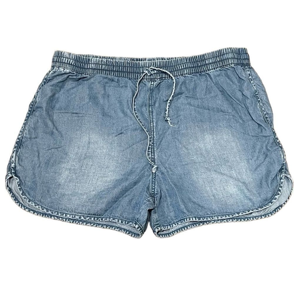 Juicy Couture Lightweight Elastic Drawstring Waist High Rise Shorts Blue Large